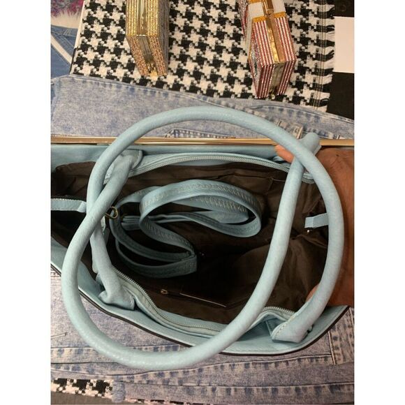 Blue Shades Striped Vegan Handbag - Picture 7 of 9